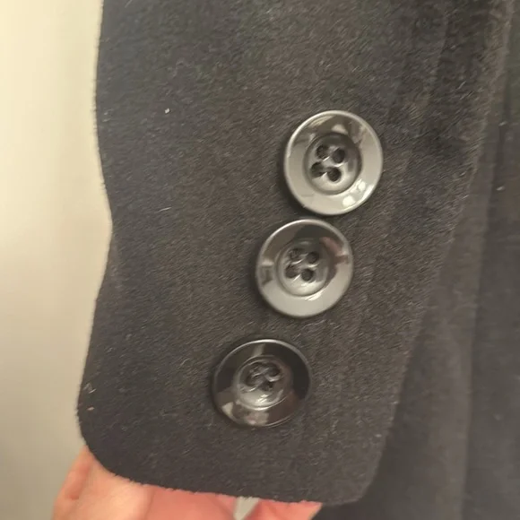 Women's Black Double-Breasted Coat - Picture 7 of 10